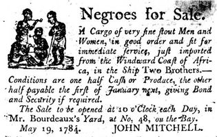 slavery: advertisement for the sale of slaves