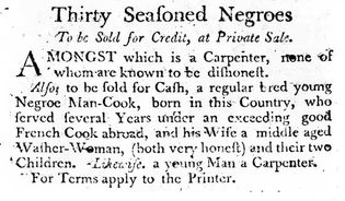 slavery: advertisement for the sale of slaves