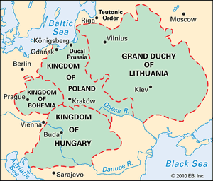 areas controlled by the Jagiellon dynasty