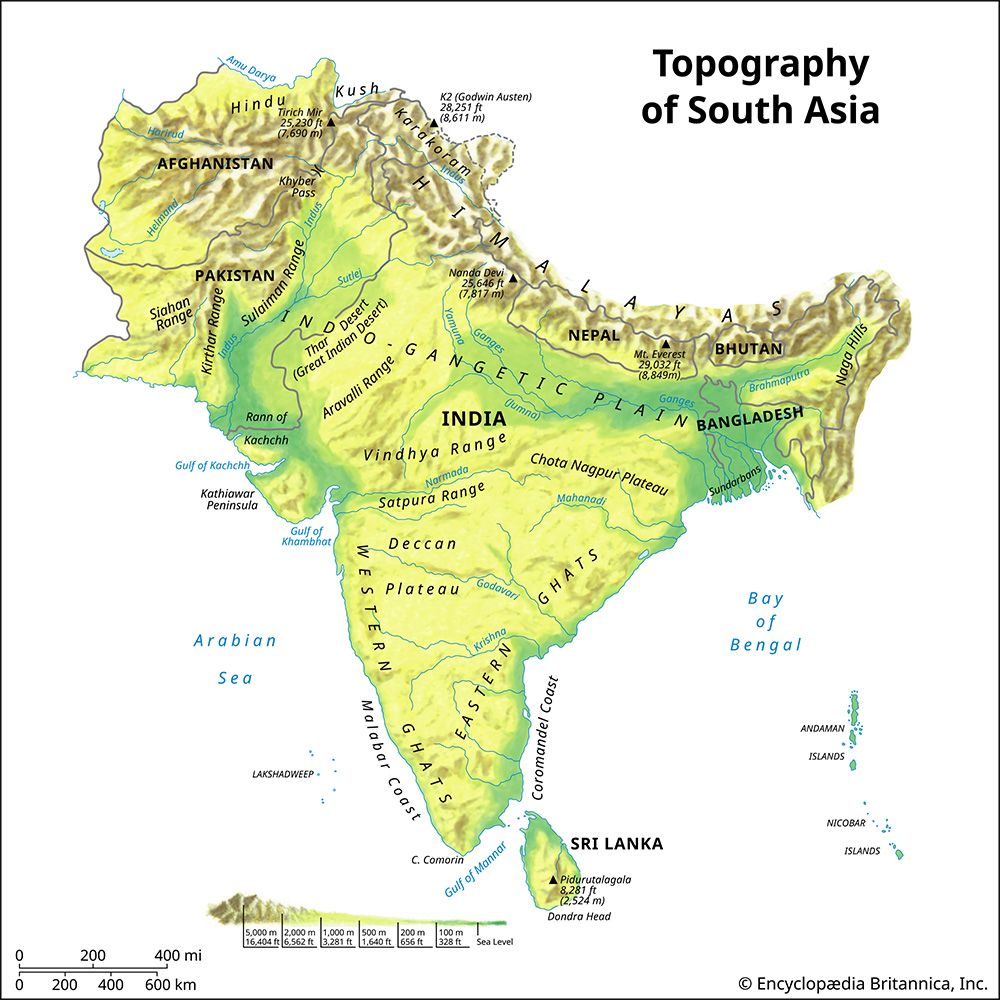 South Asia: topography