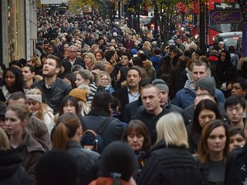 Shoppers crowd London's Oxford Street (main retail district) on 'Black Friday' discount day in the lead up to Christmas