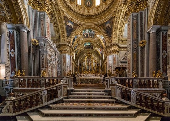 Nave of the church at Monte Cassino Abbey