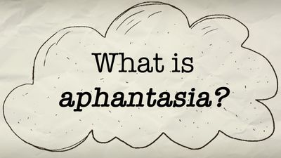 A background of crumpled paper with a thought bubble features the question "What is aphantasia?"