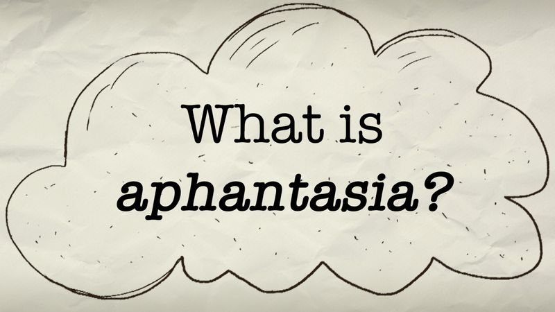 A background of crumpled paper with a thought bubble features the question "What is aphantasia?"